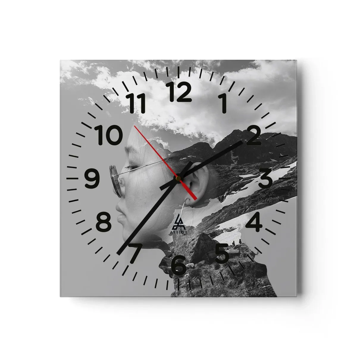 Wall clock - Clock on glass - Cloudy Portrait - 30x30 cm