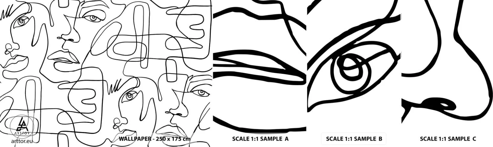 Photo Wallpaper Sample Self-Adhesive Deluxe Sticker - Tangled up in Emotions - Faces, Line, Eyes - 100x30 cm