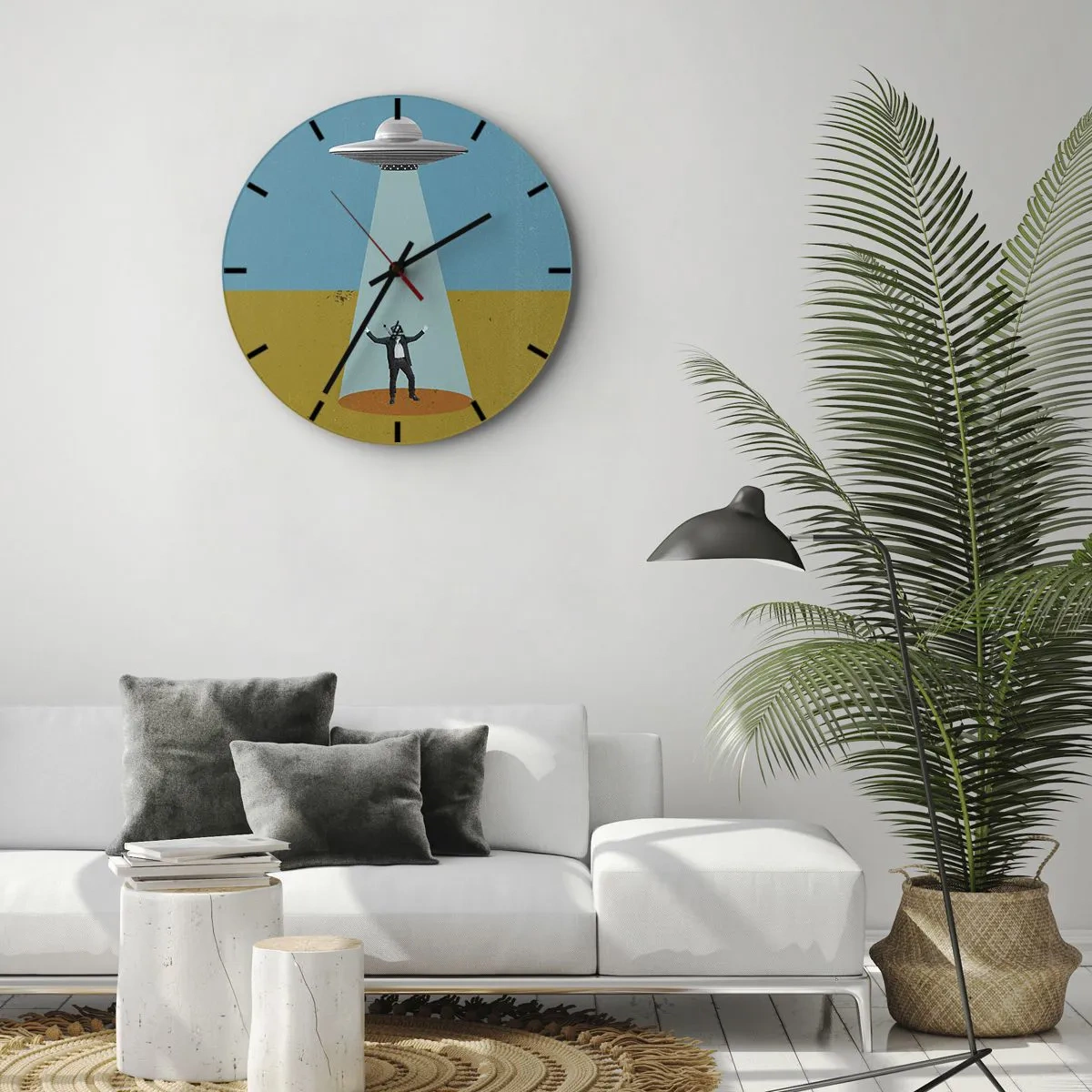 Wall clock - Clock on glass - Close Encounter - 40x40 cm