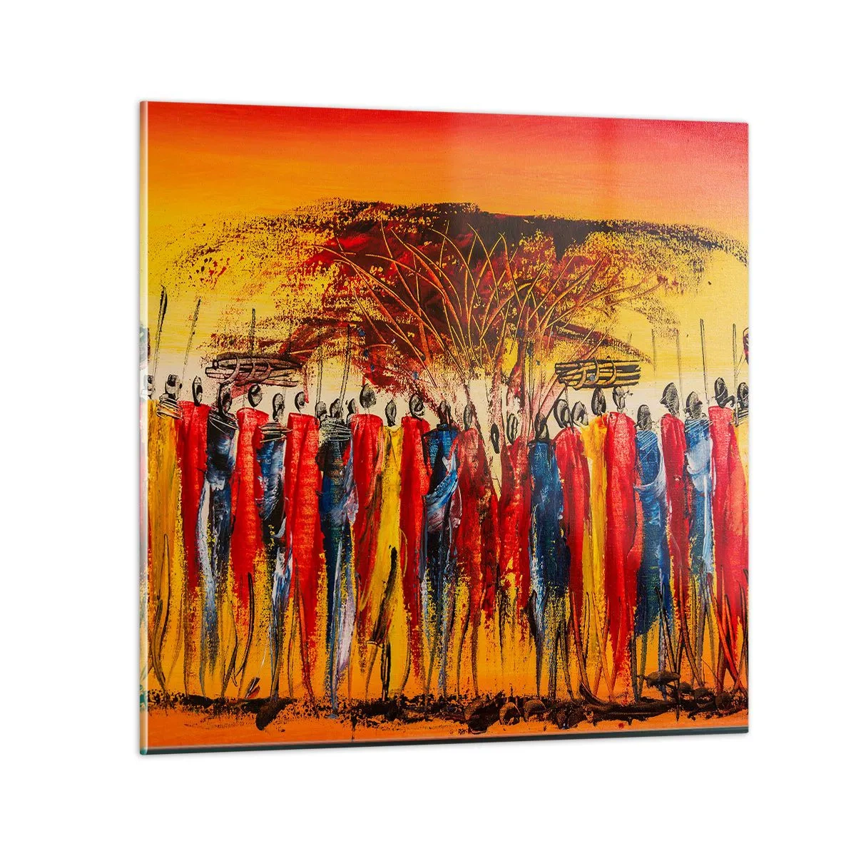 Glass picture - Marching in the Rhythm of Tam-tam - 40x40 cm