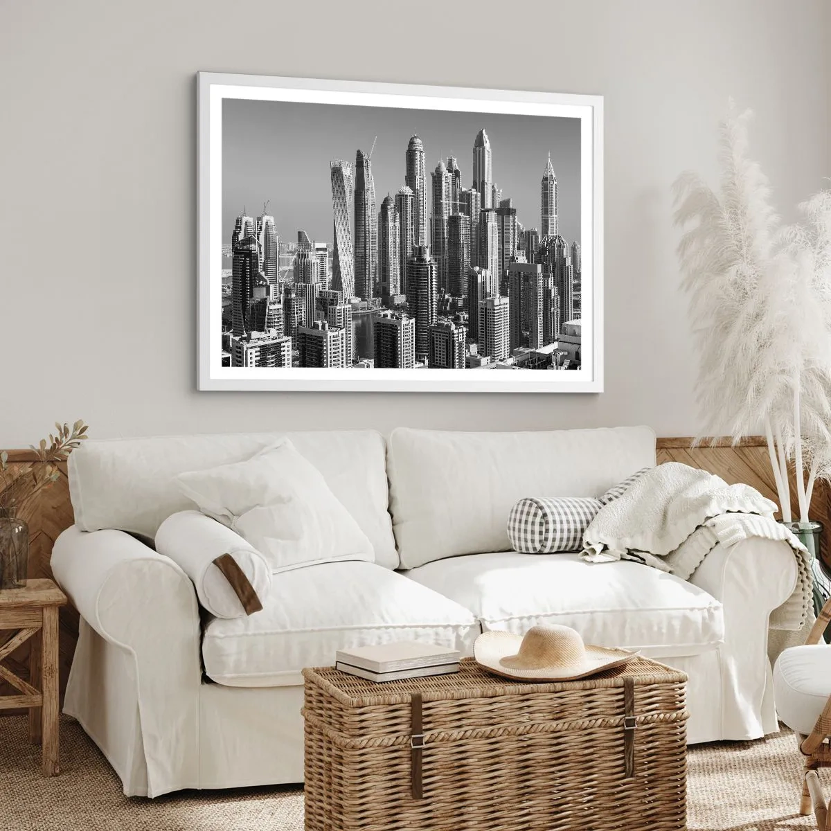 Poster in white frmae - City over a Desert - 91x61 cm