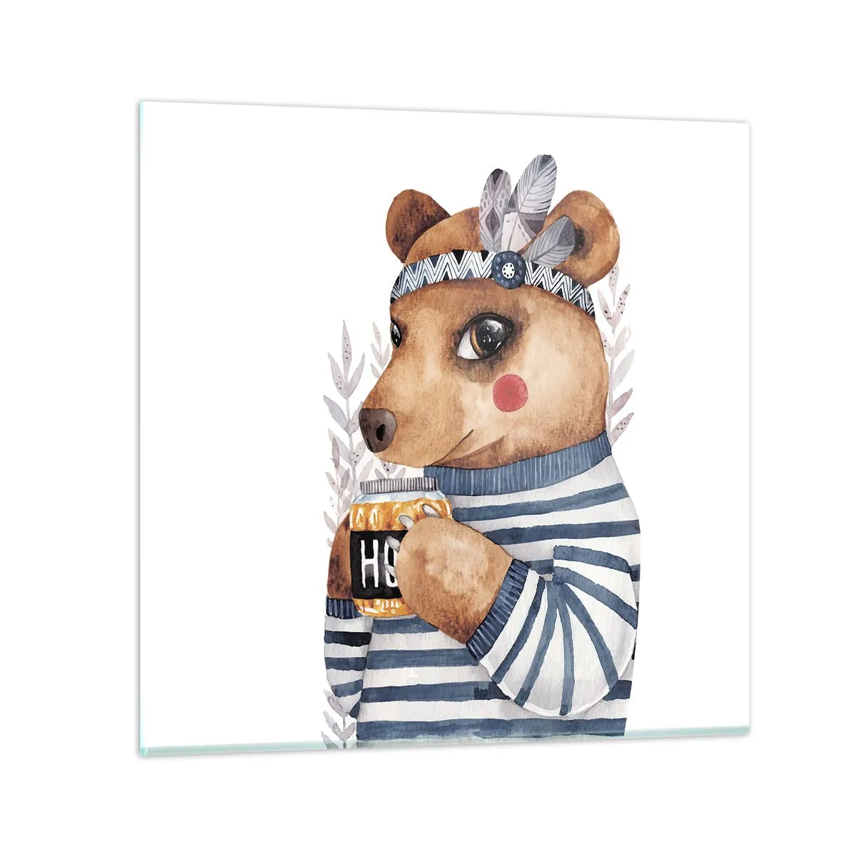 Glass picture - Sweet Lady Bear - 30x30 cm