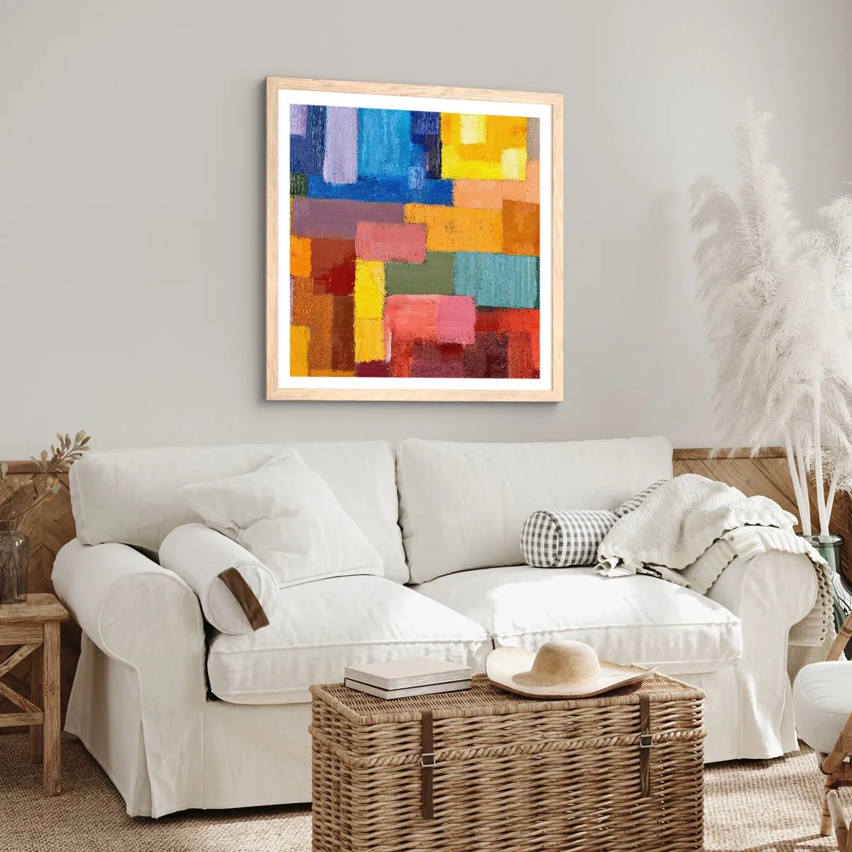 Poster in light oak frame - Each Different, All Colourful - 30x30 cm