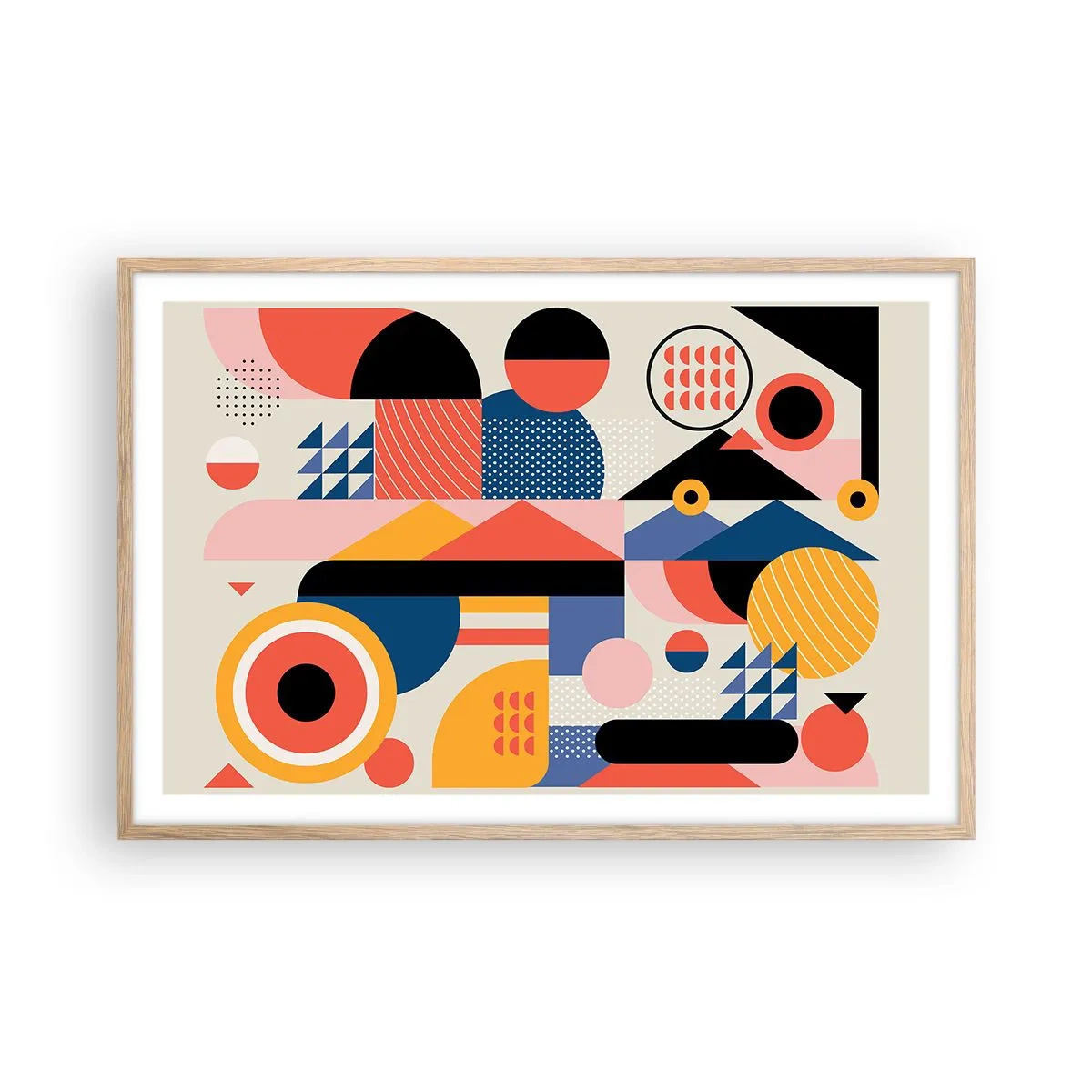 Poster in light oak frame - Composition: Have Fun - 91x61 cm