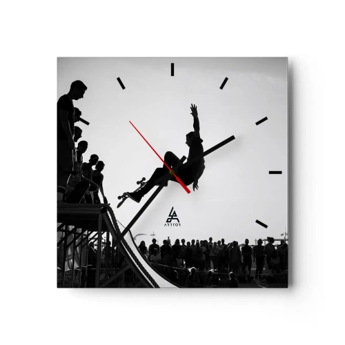 Wall clock - Clock on glass - Heroes and Spectators - 40x40 cm