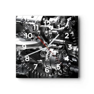 Wall clock - Clock on glass - Silver, Beautiful, Strong - 30x30 cm