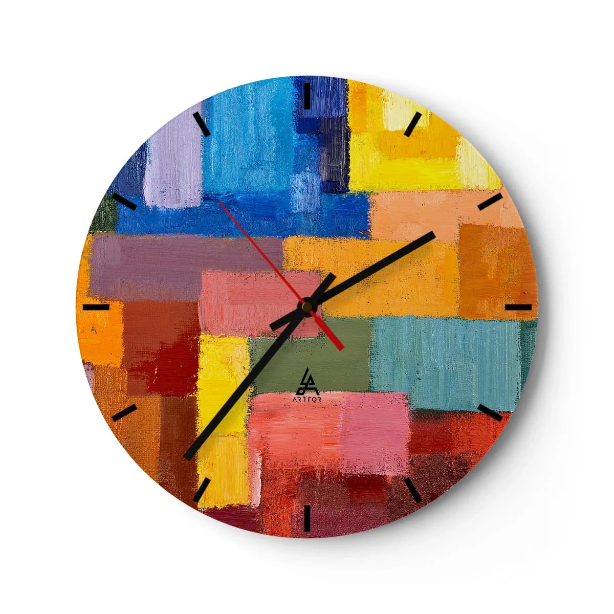 Wall clock - Clock on glass - Each Different, All Colourful - 40x40 cm