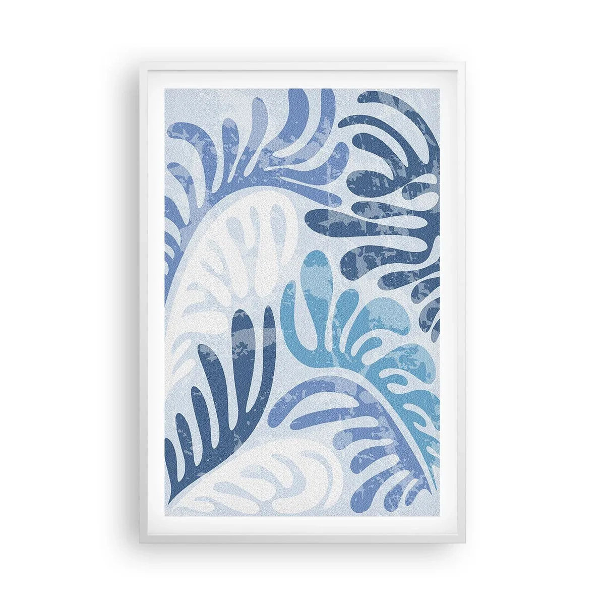 Poster in white frmae - Blue Ferns - 61x91 cm