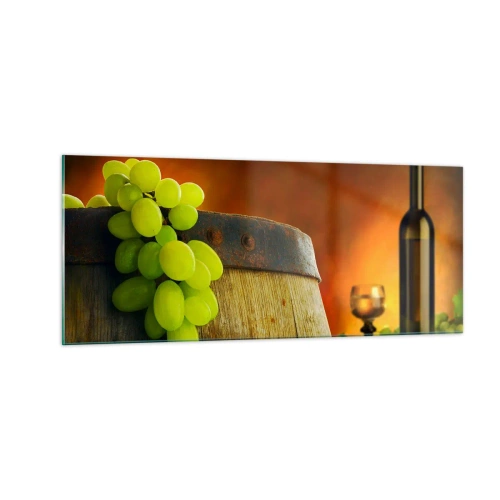 Glass picture - Still Life with a Bottle of Wine and a Bunch of Grapes - 100x40 cm