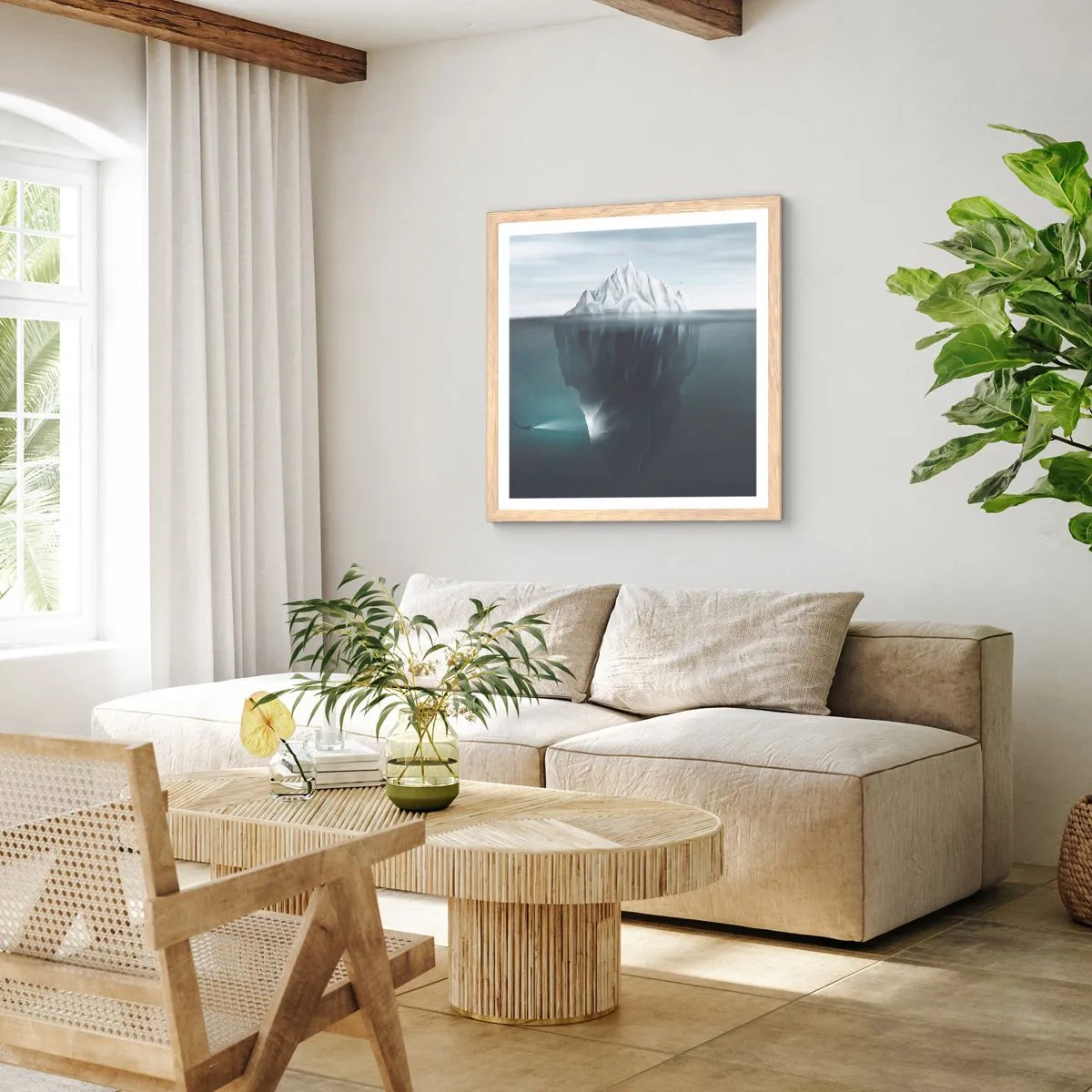 Poster in light oak frame - Underwater Secret - 40x40 cm