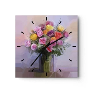 Wall clock - Clock on glass - Retained Beauty - 30x30 cm