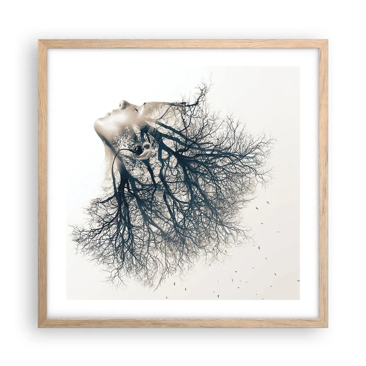 Poster in light oak frame - Listening to the Whisper of the Trees - 50x50 cm
