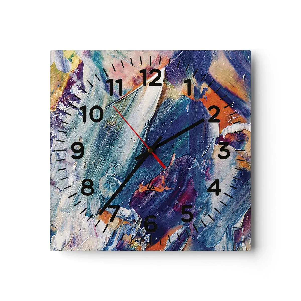 Wall clock - Clock on glass - Whirlwind of Colour - 30x30 cm