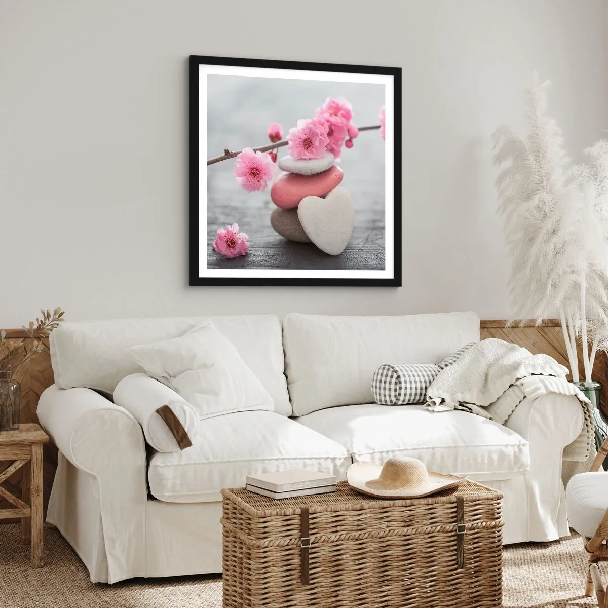 Poster in black frame - Bliss with Cherry Blossom - 40x40 cm