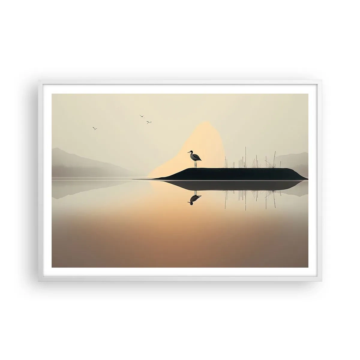 Poster in white frmae - Gentleman on the Lake - 100x70 cm