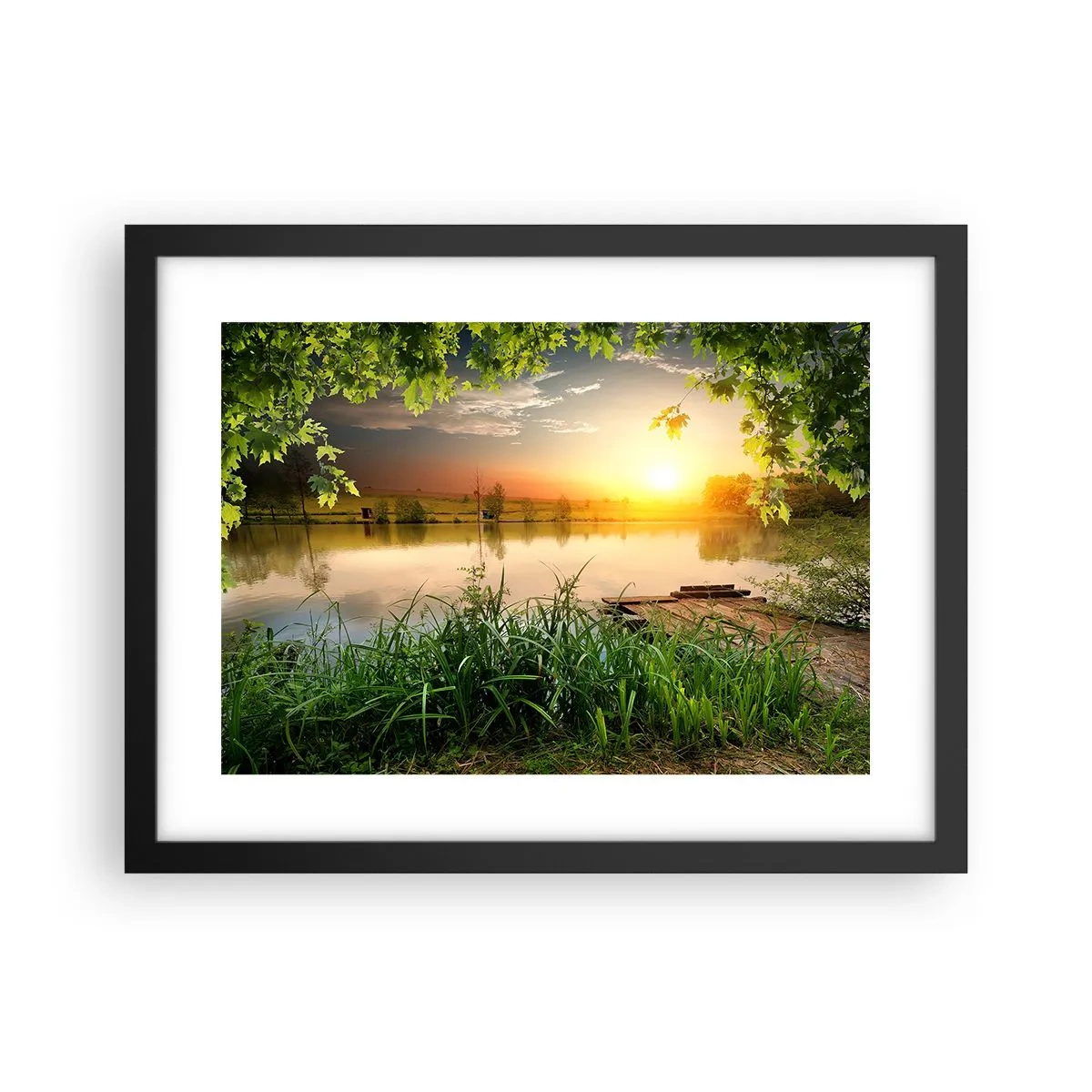 Poster in black frame - Landscape in a Green Frame - 40x30 cm