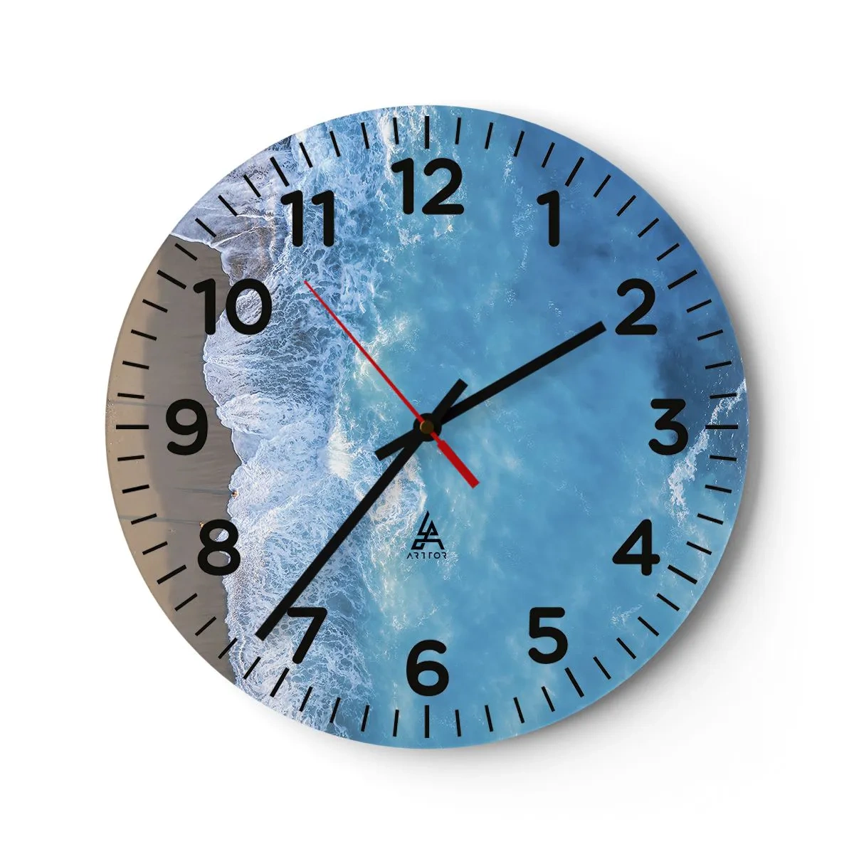Wall clock - Clock on glass - Power of the Blue - 30x30 cm