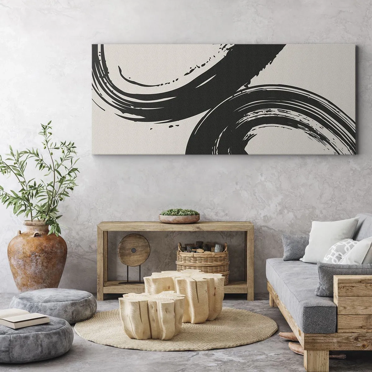 Canvas picture - With Big Circural Strokes - 100x40 cm