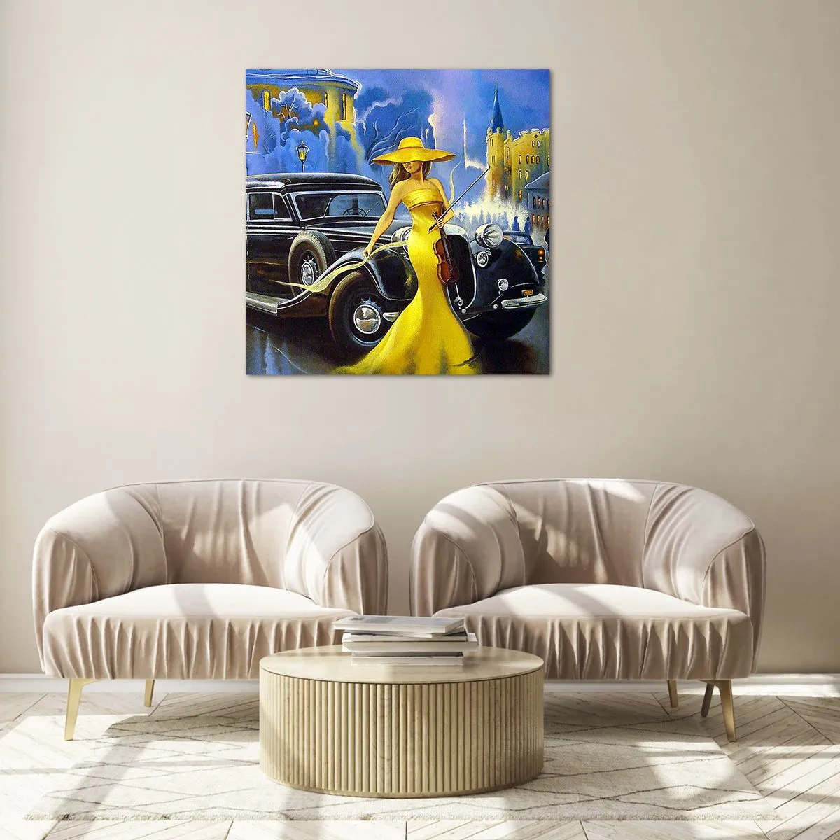 Glass picture - Nocturne for Violin and Love - 30x30 cm