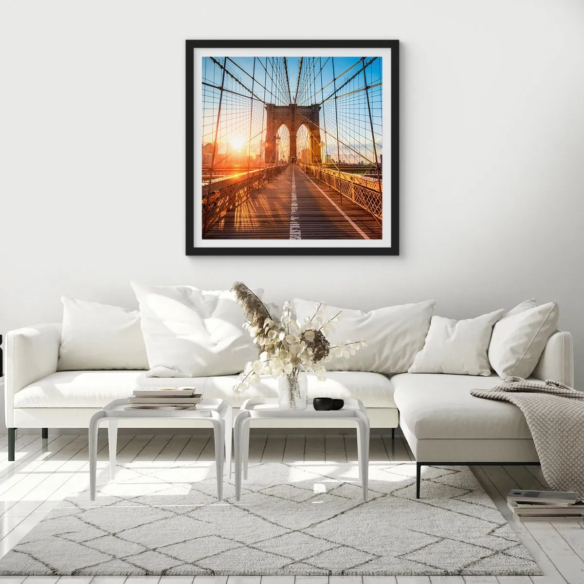 Poster in black frame - On a Golden Bridge - 50x50 cm