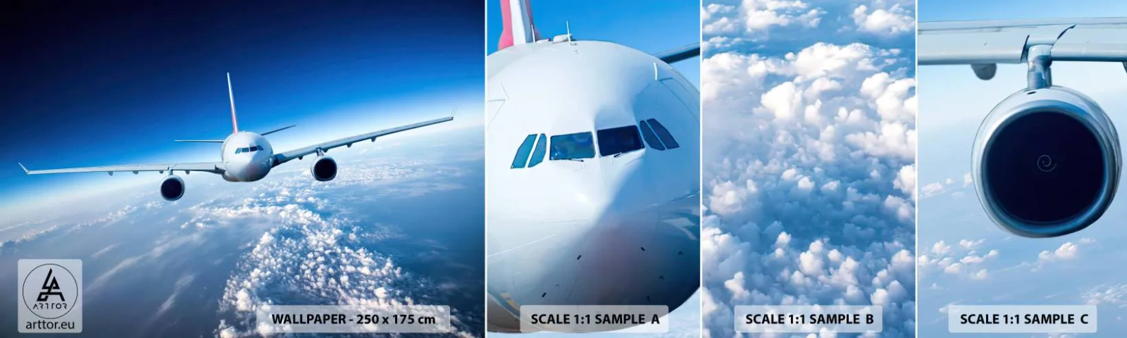 Photo Wallpaper Sample Self-Adhesive Deluxe Sticker - I Am Flying - Plane, Aircraft, Trip - 100x30 cm