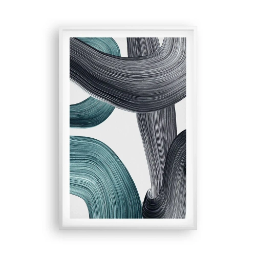 Poster in white frmae - Emerald and Black Trails - 61x91 cm