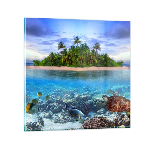 Glass picture - Heavenly Island Invites You - 50x50 cm