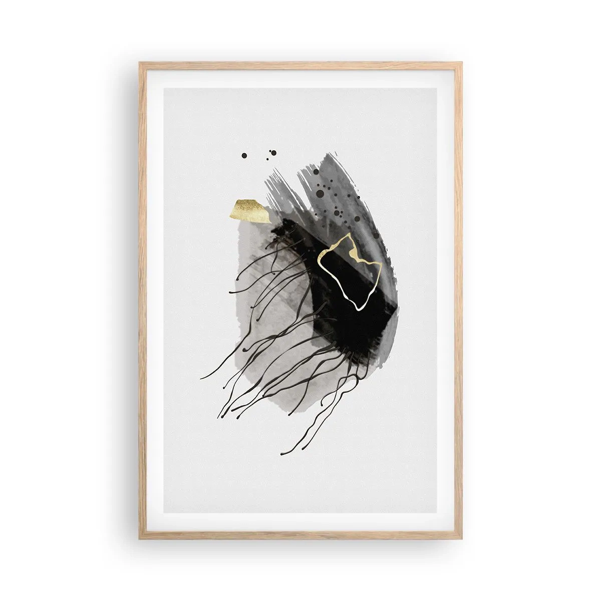 Poster in light oak frame - In Black and Gold - 61x91 cm