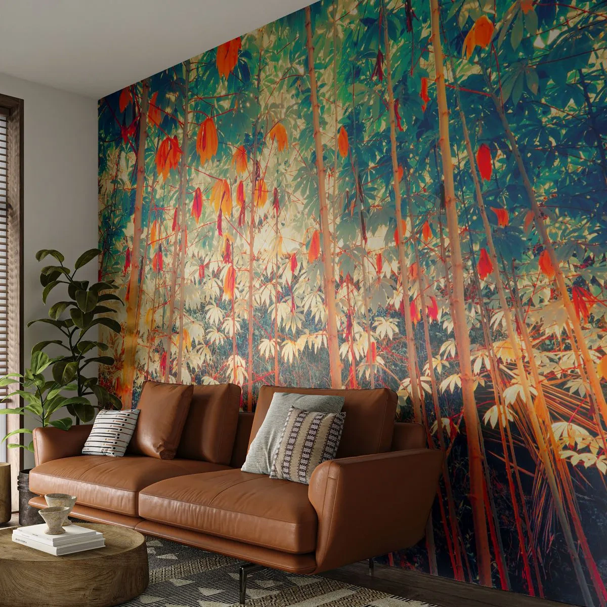 Photo Wallpaper Premium Canvas - Secret Life of Leaves - Tropical forest, Nature, Trees - 500x350 cm