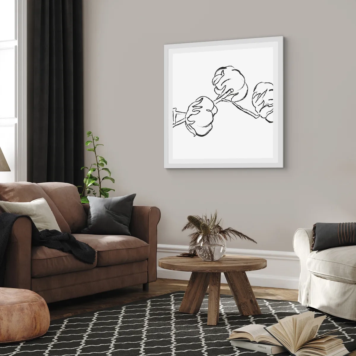 Poster in white frmae - Cotton Fluff - 30x30 cm