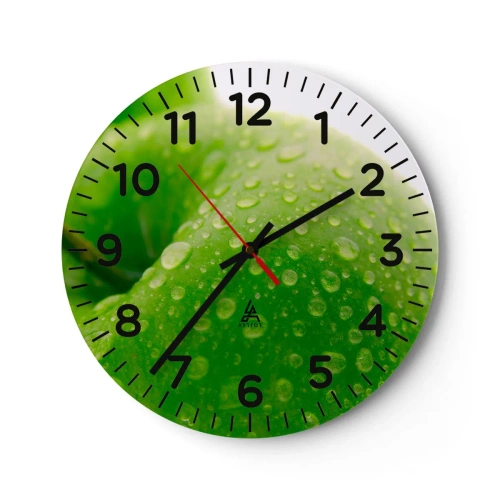 Wall clock - Clock on glass - Green, Cool Freshenss - 40x40 cm