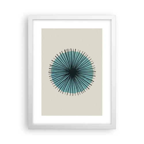 Poster in white frmae - Rays on Blue - 30x40 cm