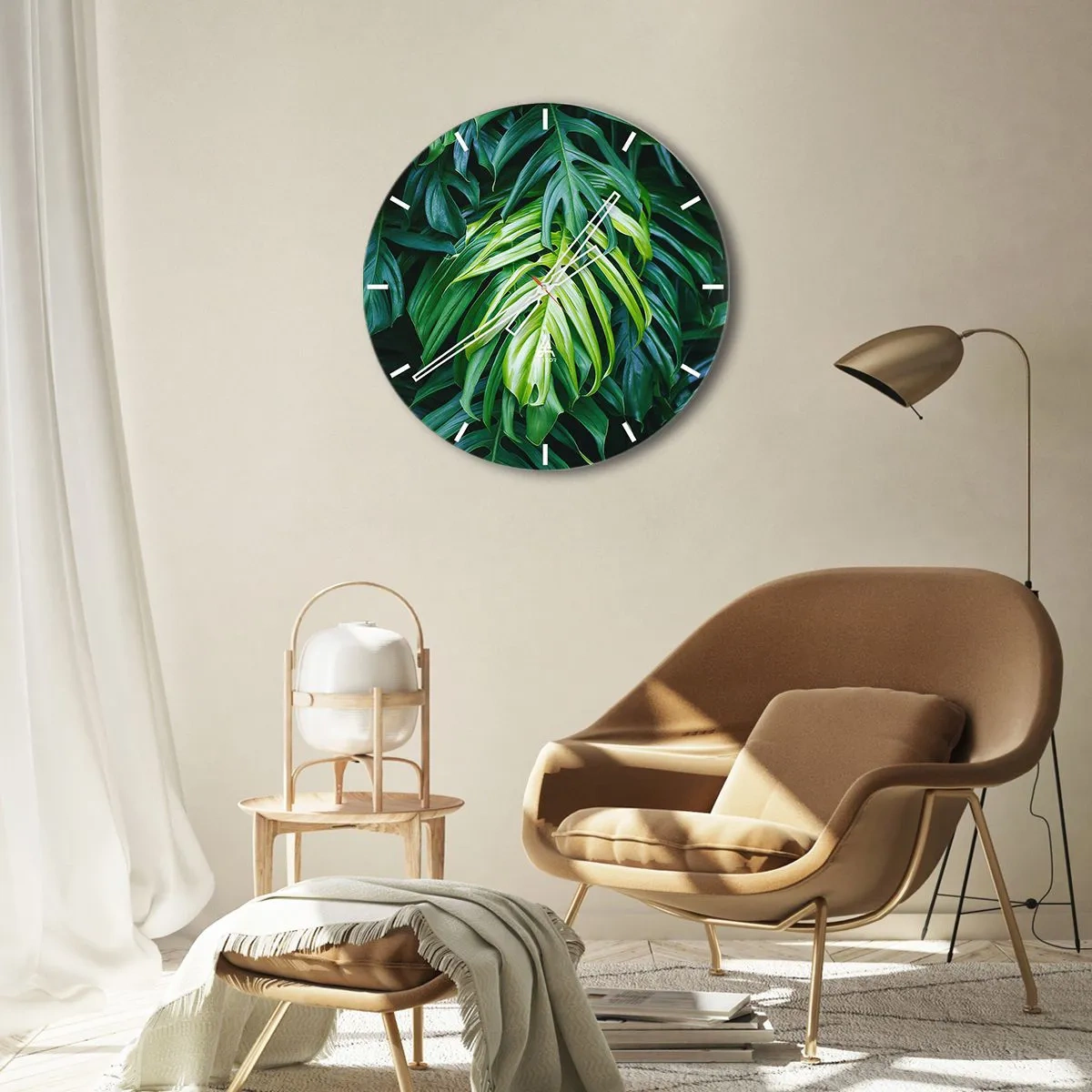 Wall clock - Clock on glass - Immerse Yourself in Freshness - 40x40 cm