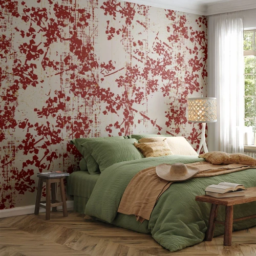 Photo Wallpaper Premium Canvas - Like Old-fashioned Percale - Aged, Pattern, Flowers - 200x140 cm