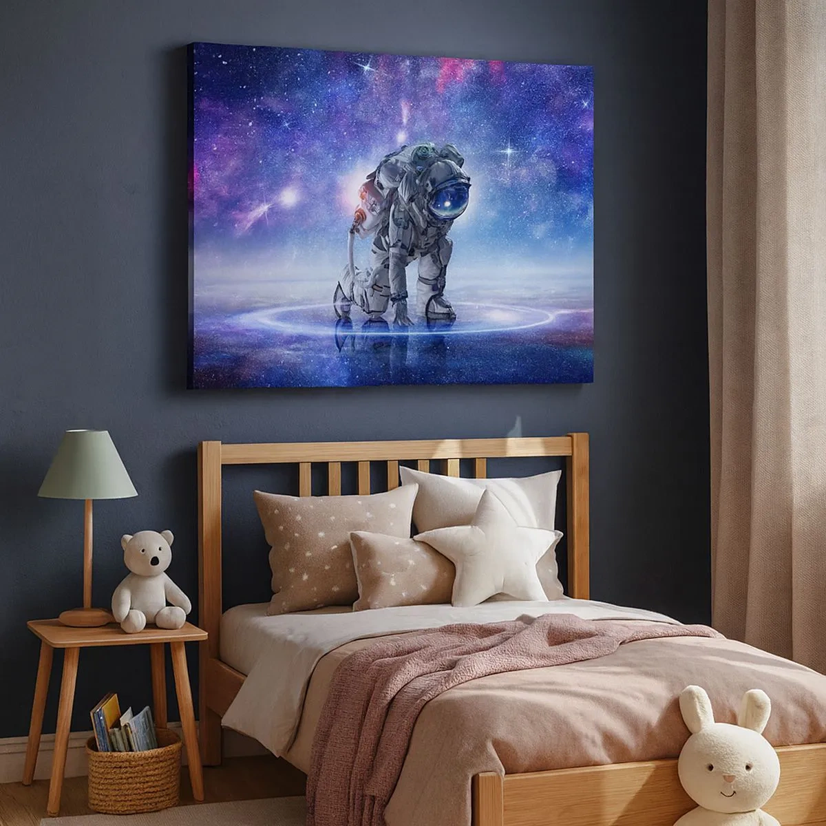 Canvas picture - Astronaut in a galactic landscape - 70x50cm - Starry Night above Me - Modern wall decoration for the living room and bedroom ARTTOR