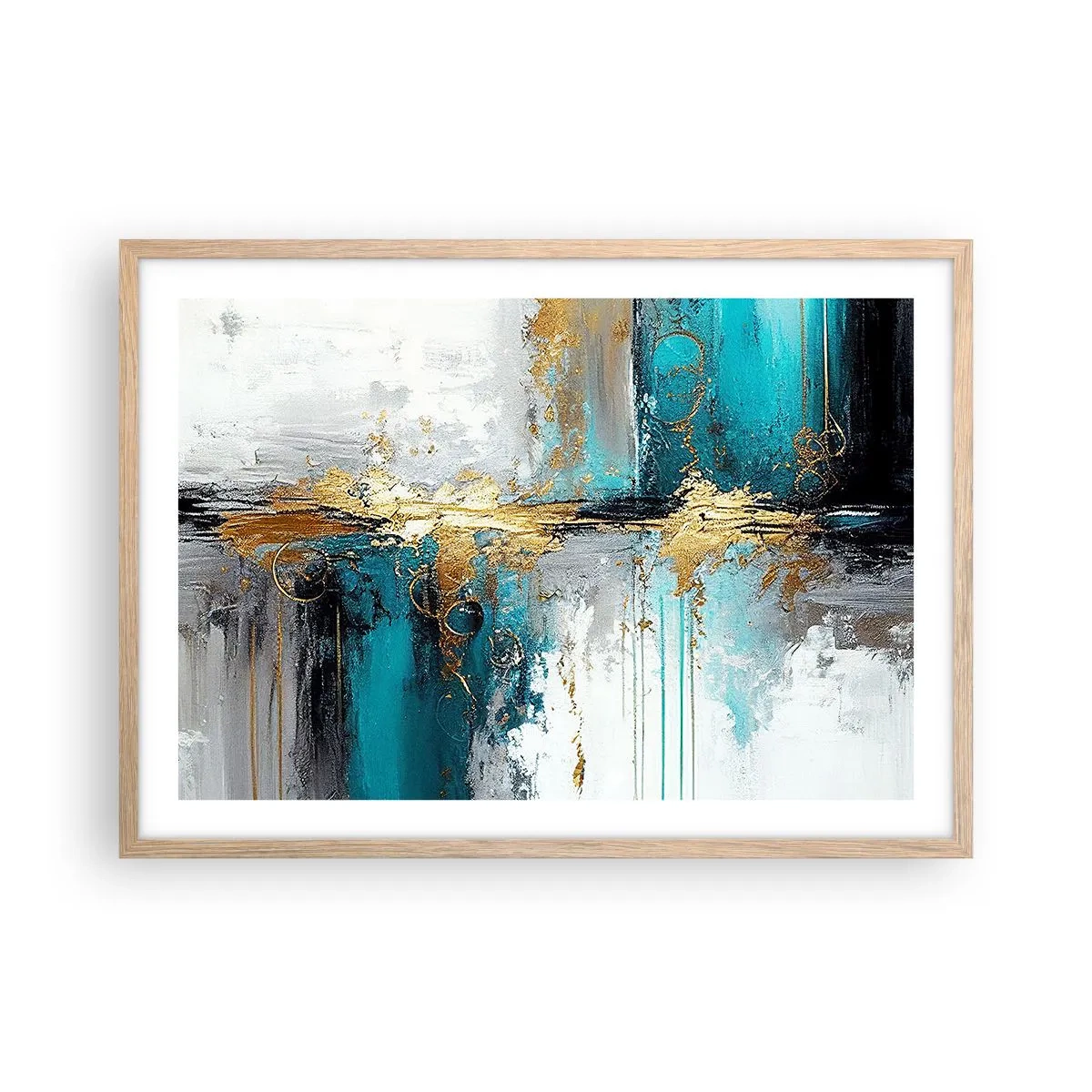 Poster in light oak frame - Everything Flows - 70x50 cm