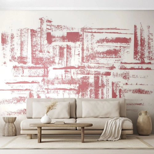 Photo Wallpaper Premium Canvas - Red City - Abstraction, Graphics, Painting - 200x140 cm