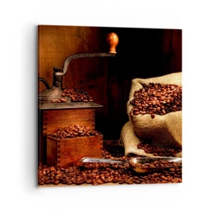 Canvas picture - Still Life with Coffee Grains and a Grinder - 70x70 cm