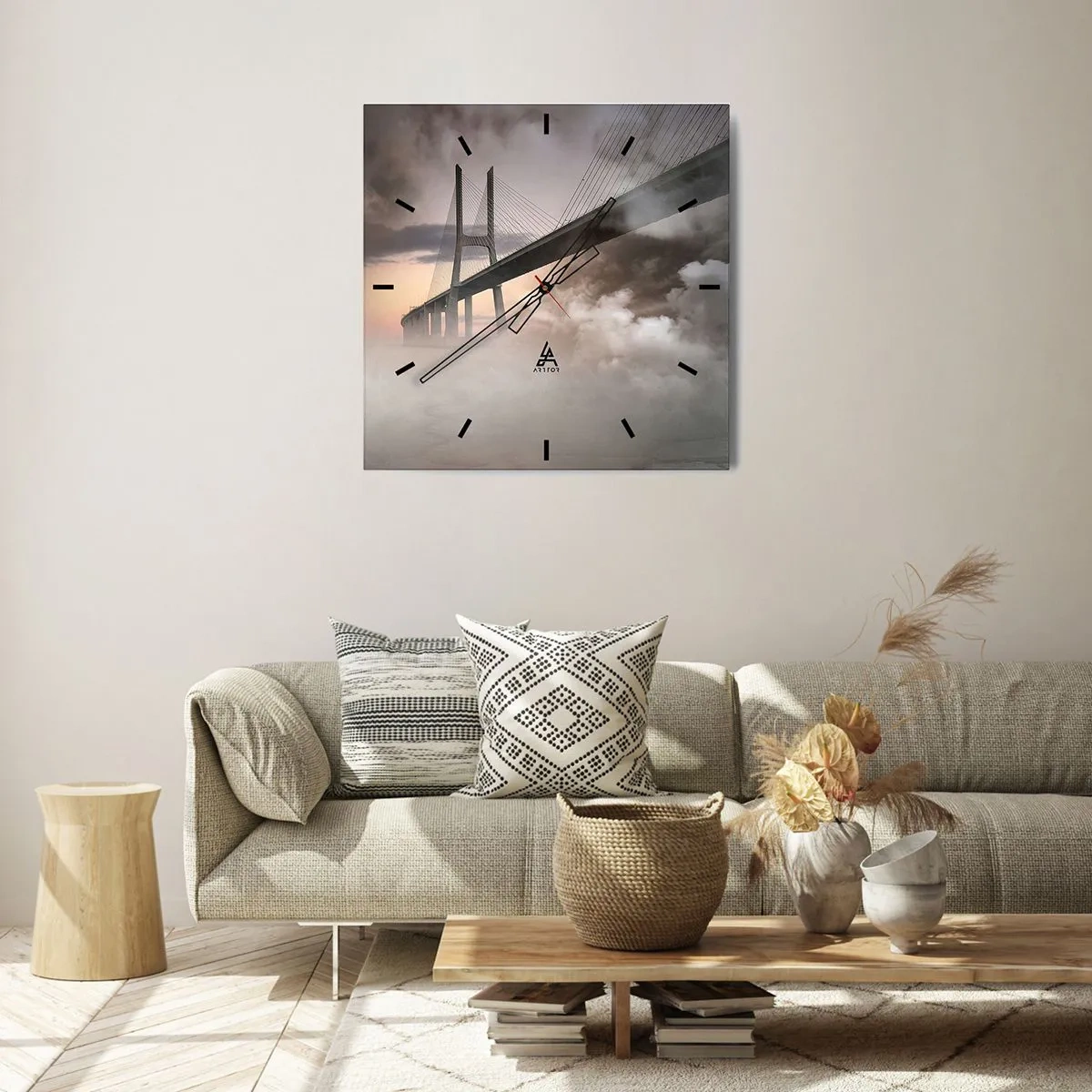 Wall clock - Clock on glass - By the River that Doesn't Exist - 40x40 cm