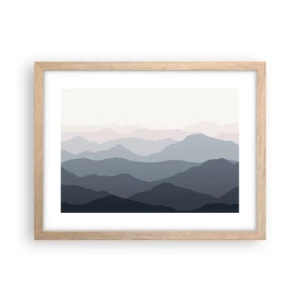 Poster in light oak frame - Mountain Waves - 40x30 cm