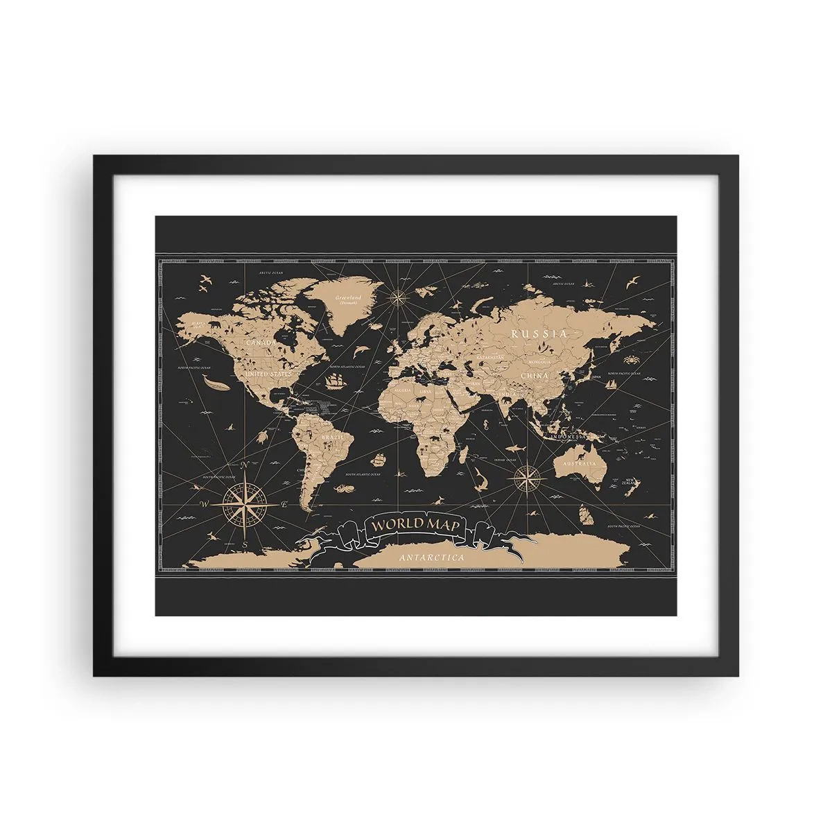 Poster in black frame - Borders of My World - 50x40 cm