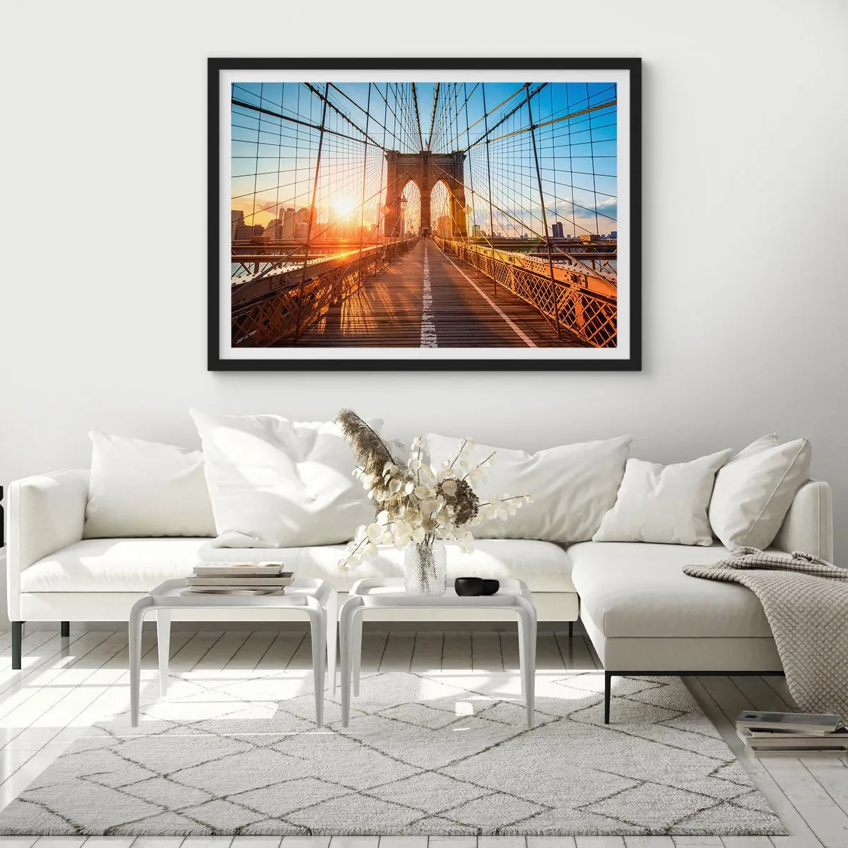 Poster in black frame - On a Golden Bridge - 70x50 cm