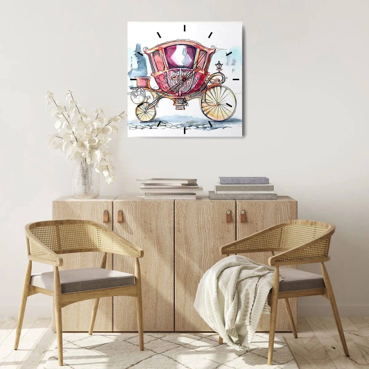 Wall clock - Clock on glass - For a Wedding or a Ball? - 30x30 cm