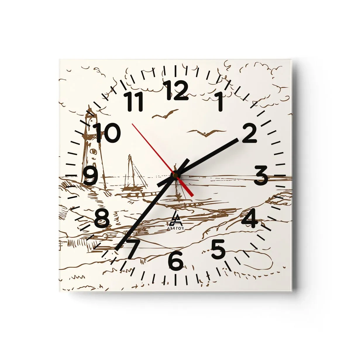 Wall clock - Clock on glass - Outline of a Summer Postcard - 40x40 cm