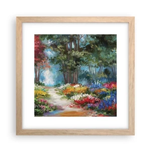 Poster in light oak frame - Wood Garden, Flowery Forest - 30x30 cm