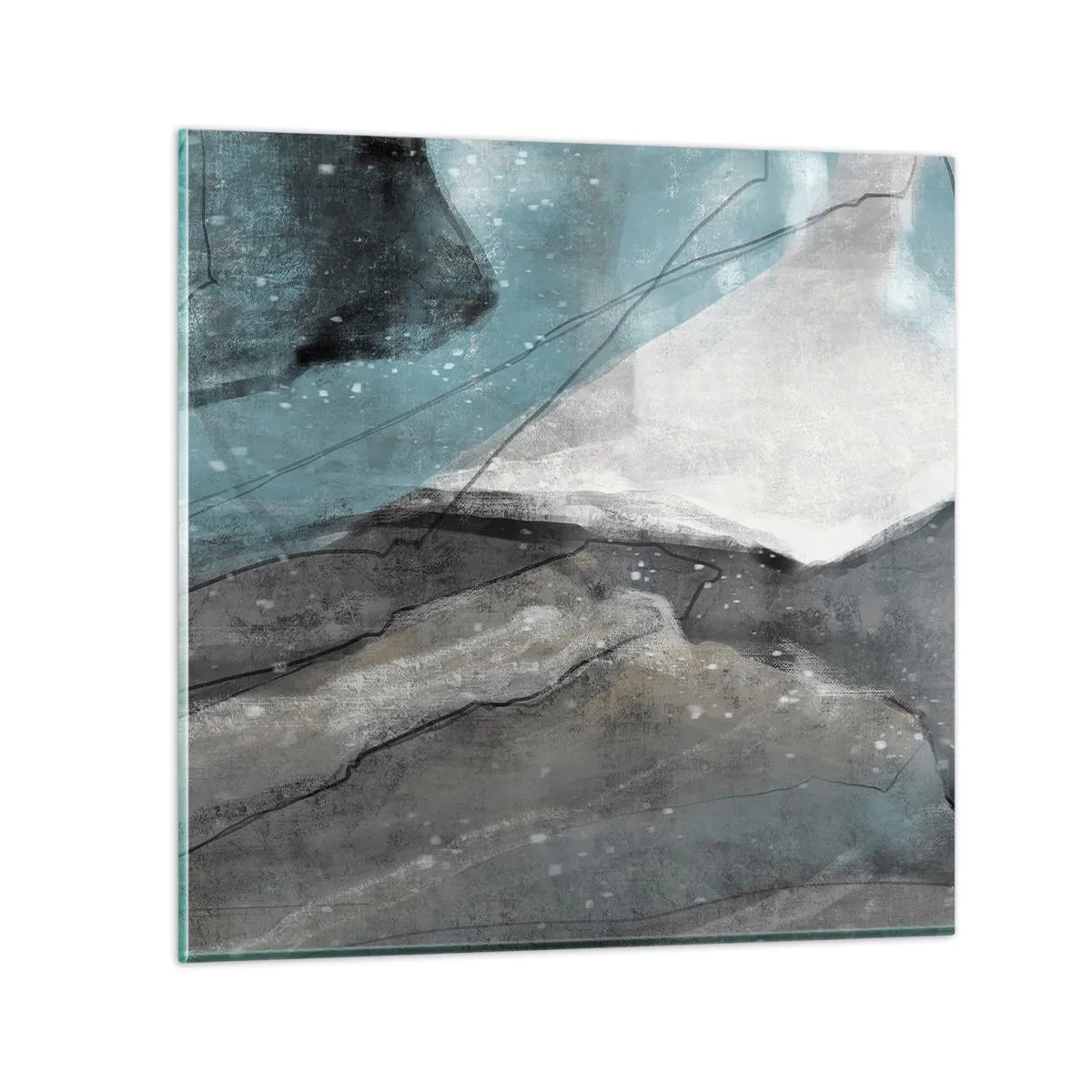 Glass picture - Abstract: Rocks and Ice - 40x40 cm
