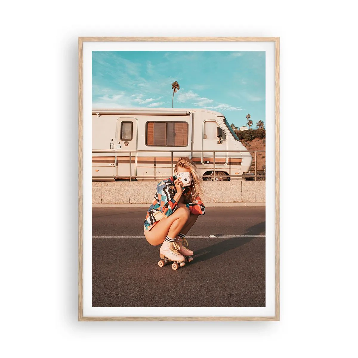 Poster in light oak frame - Smile, Please! - 70x100 cm