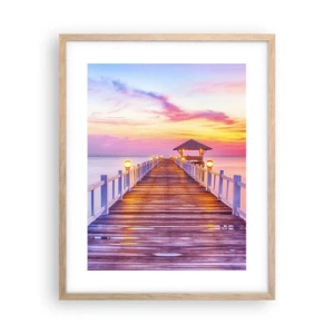 Poster in light oak frame - Lilac and Gold Silence of an Evening - 40x50 cm