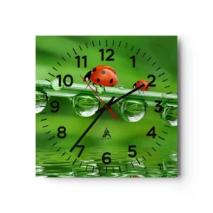 Wall clock - Clock on glass - Summer Is on Its Way - 40x40 cm