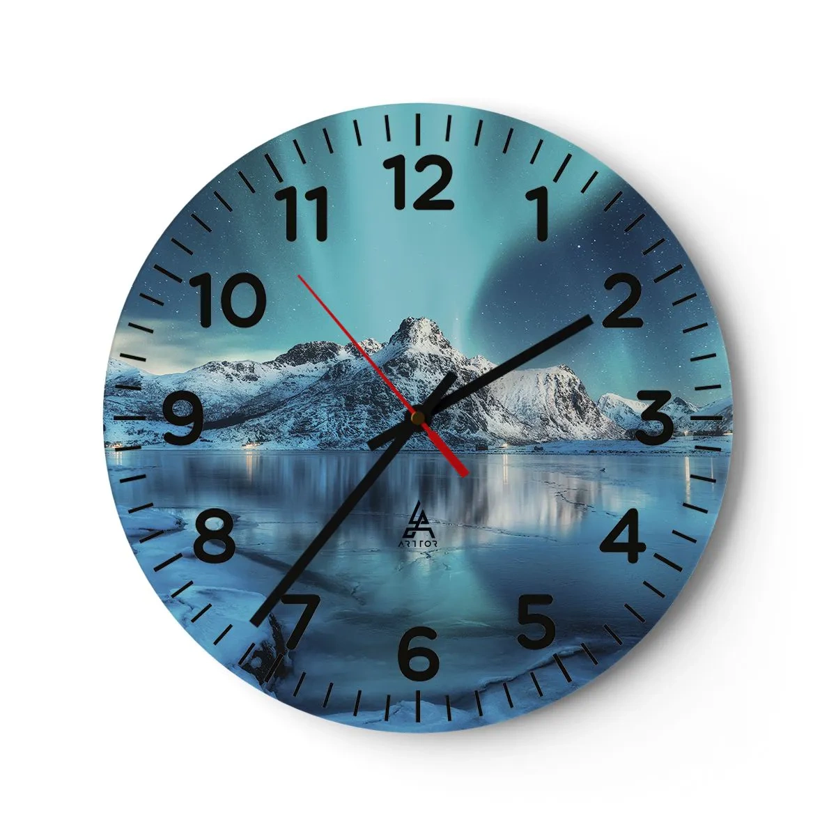 Wall clock - Clock on glass - The Night of Light - 30x30 cm